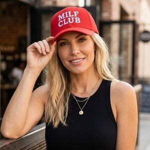 MILF Club Embroidered Red Baseball Cap Velcro Strap Mom Hat Streetwear Trendy